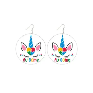 Au-Some Unicorn Wooden Earrings (Kids/Tween - 5cm)