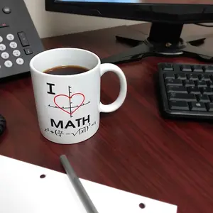 Funny Math Mug I Love Math Heart Graph Calculus Algebra Mathematics Gift 11oz Ceramic Coffee Mug, Perfect Blend of Style and Substance for Your Morning Coffee or Tea | Reusable Cup for Home or Office