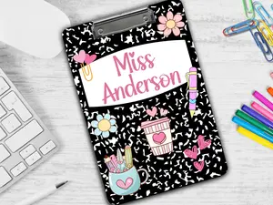 Personalized Teacher Clipboard, Teacher Clipboard, Personalized Back to School, Teacher Gifts, Custom Teacher Composition Notebook Clipboard
