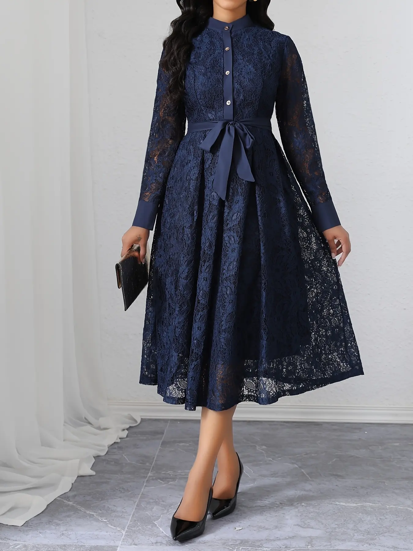 Elegant Minimalist Slim-Fit Lace Dress with Inner Lining, Fashionable Women's Plain Woven Fabric, Thin Fit for All Seasons, Single Piece, Casual Wear, Womenswear - TikTok Shop Elegant Minimalist Slim-Fit Lace Dress with Inner Lining, Fashionable Women's Plain Woven Fabric, Thin Fit for All Seasons, Single Piece, Casual Wear, Womenswear - TikTok Shop