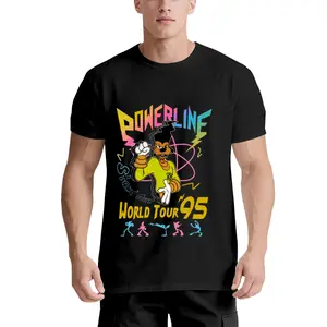 Powerline World Tour 95 Unisex Graphic T-Shirt, 100% Cotton Vibrant Cartoon Round Neck Short Sleeve Tee, All-Season Playful Casual Wear for Men Women