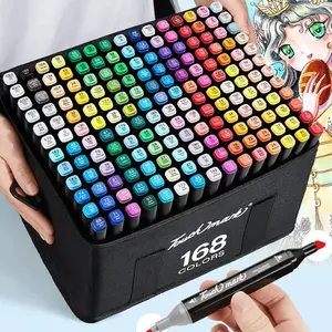Oil-Based Marker Set, 24-168 Colors Dual Tip Art Markers, Ideal for Coloring, Drawing, Illustration, Book Painting, Includes Case, Suitable for Adults & Students, Artist Supplies