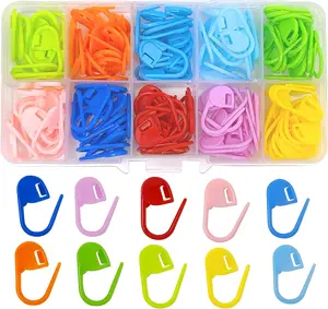 150 count Locking Stitch Markers for Knitting, Colorful Plastic Crochet Clips and Knitting Accessories with 10-Compartment Storage Box, Crochet Supplies and Yarn Markers for Craft Projects