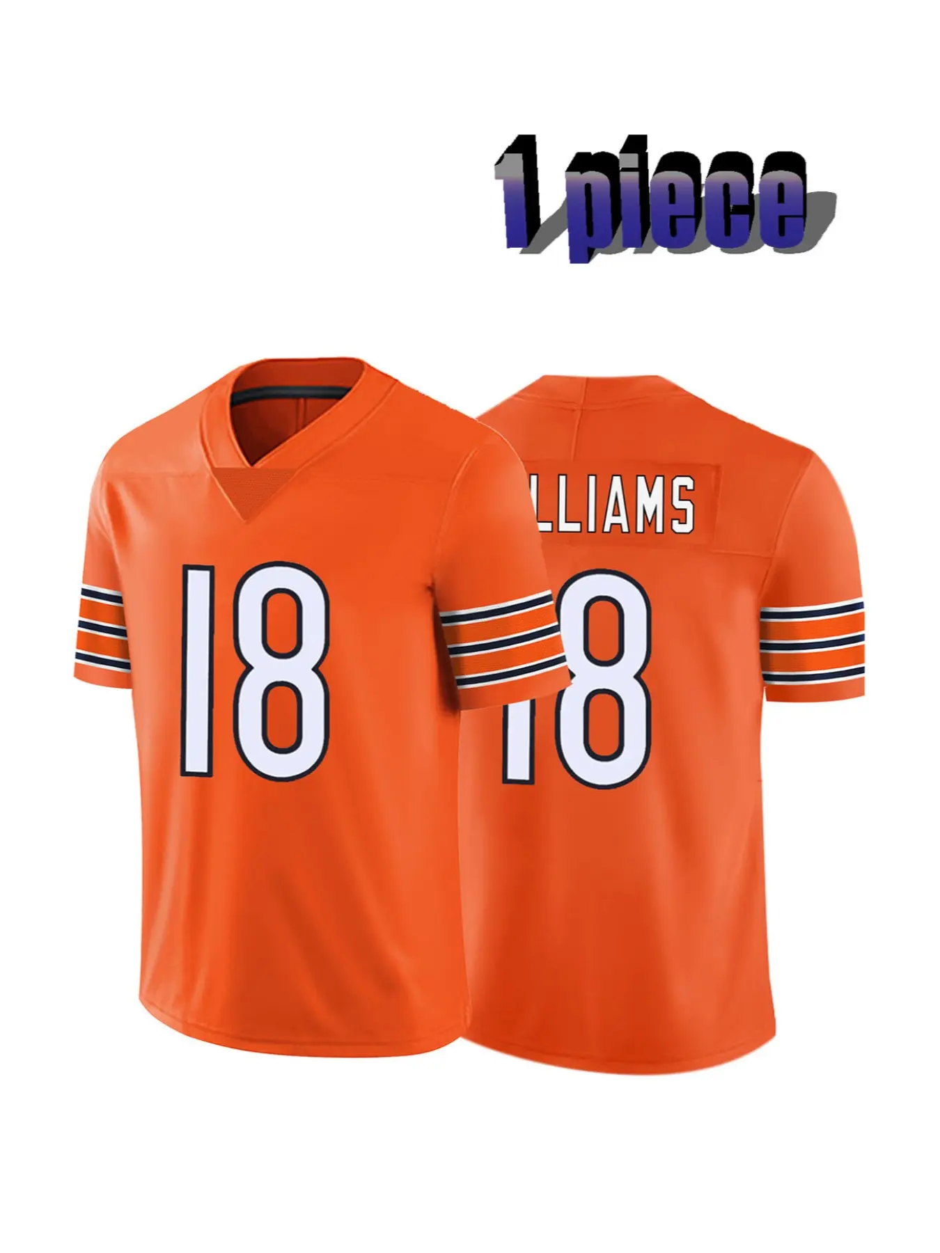 Men's American Football Jersey 18 orange Vintage Embroidered Casual Training T-Shirt, Sporty V-Neck Short Sleeve, Loose-Fitting Long Tee, Jersey Shirts, Sports Clothing