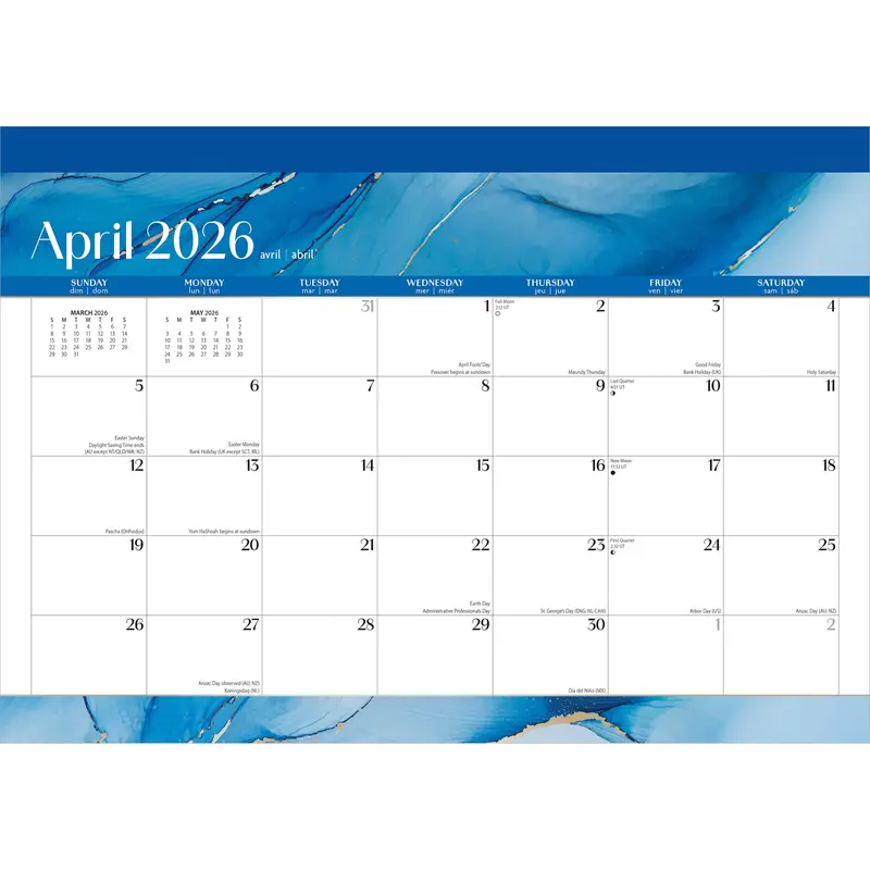 Crackled Blush | 2026 14 x 10 Inch 18 Months Monthly Desk Pad Calendar | July 2025 - December 2026 | Plato | Planning Stationery 2