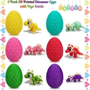 6 Pack 3D Printed Dinosaur Eggs with Toys Inside – Prefilled Easter Eggs for Kids, Boys & Girls, Easter Basket Stuffers, Party Favors & Easter Gift