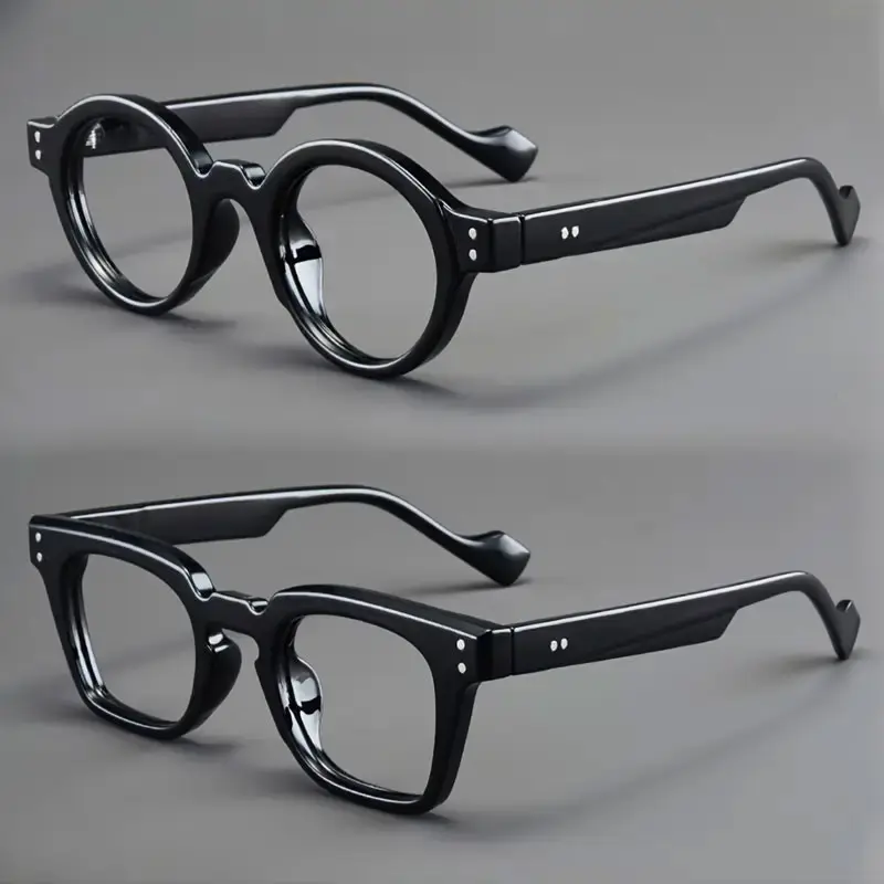 2PCS men's and women's retro square+circular rice nail combination trendy high-definition reading glasses, Lightweight Durable Glasses, Square frame eyeglasses, Trending eyeglasses - High Quality Eyewear PC material,+1.0 to+4.0 degrees, li