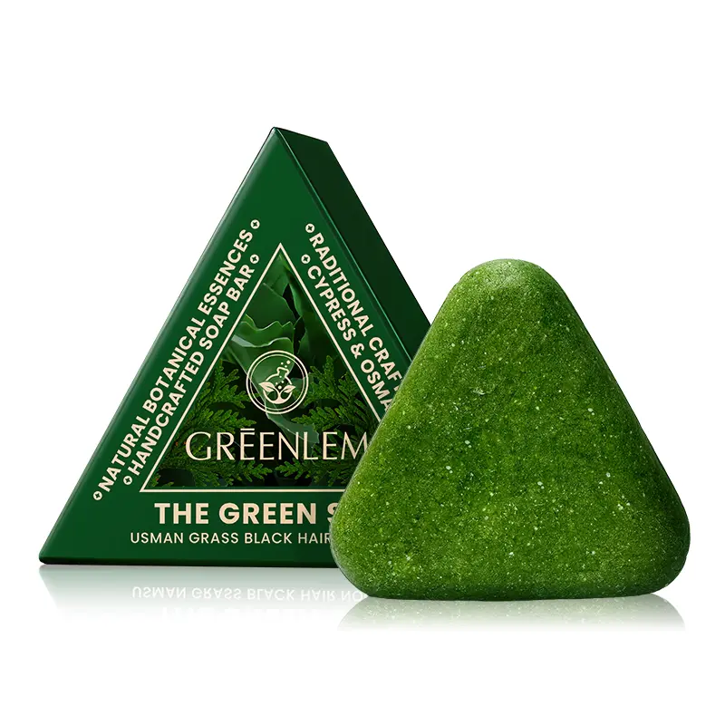 GREENLEM Nature Triangle Shampoo Bar - Traditional Haircare for Adults, Daily Use - Calming, Strengthens Dry Hair - 14 Plant Extracts, Cleanses, Nourishes, Protects - Triple-Action Chinese Lifestyle Hair Cleanser based hair products