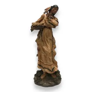 13in Native American Theme Decoration Figure, Handmade Art Statues, Resin Person Figurine Carrying Corn for Home Decor Ornaments