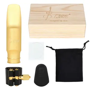 SLADE Brass Alto Sax Metal Mouthpiece Silver or Gold Plated with Wooden Gift Box, Sax Mouthpiece Upgrade for Practice Performance Gift