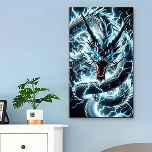 Lightning Dragon Pattern DIY Diamond Arts Colorful Painting Kit without Frame, DIY 5D Diamond Arts Colorful Painting Kit, Wall Art Decor for Home Living Room Bedroom