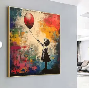 Banksy Girl with Balloon Canvas: Modern Graffiti Art Print
