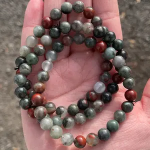 Handmade Natural 8mm Bloodstone Crystal Bracelet