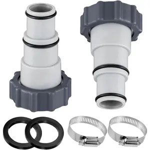 Pool Hose Adapter Kit,Pool Pump Hose Connector for 1.25" to 1.5" Hoses with Clamp Washer for Intex Threaded Filter Pump Saltwater Systems for Aboves Ground Pools (A)