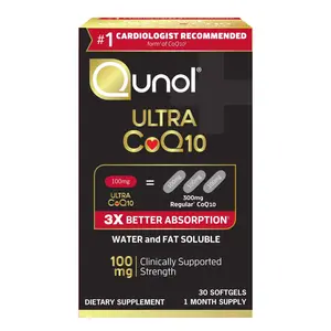 Qunol Ultra CoQ10 100mg Softgels – 3X Better Absorption, Water & Fat Soluble CoQ10 Supplement, 1 Month Supply