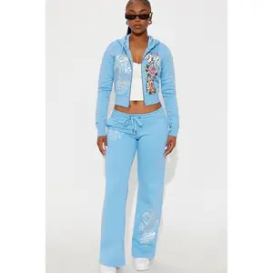 Ed Hardy Skull Haven Wide Leg Pant - Light Blue V