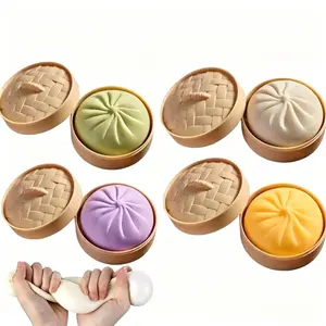 4-Piece Dumpling Squishy Party Favors – Soft Stretchy Stress Reliever for Home Office – Creative Gift for Adults & Kids(Home & Festive Supplies)
