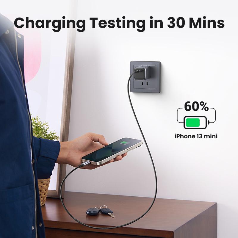 UGREEN Nexode 30W PD Fast Charging GaN Charger Bundle with 3.3FT Type-C/MFi Lightning Charging Data Cable, USB C Charger Set for iPhone 15/14/13, Galaxy and More Mobile Electronic SmartphoneTikTokShopBlackFriday ,TikTokShopHolidayHaul
