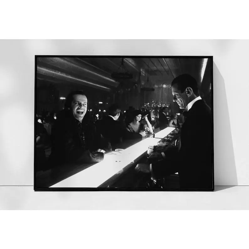 The Shining Poster, Jack Nicholson, Black and White, Bar Cart Print, Retro Movie Poster, Printable Wall Art, Room Décor