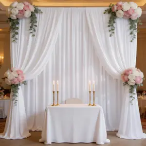 30x8FT White Soft Silky Backdrop Curtains, 6 Panels 5x8FT Polyester Flowing Drapes for Romantic Wedding, Outdoor Party, Baby Shower, Photography, Home Decoration
