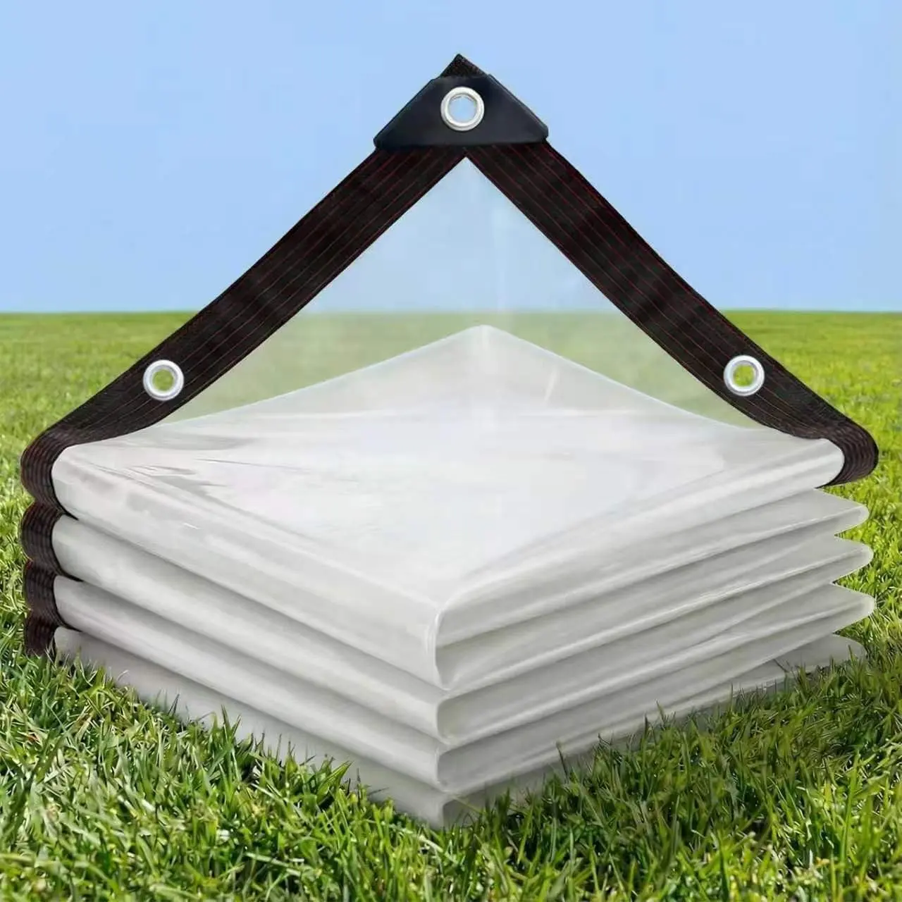 Clear Heavy Duty Waterproof Tarp 7X10ft -10 Mil Thick Vinyl | 90%+ Light Transmission Rain & Snow Shield, UV/Tear Proof for Greenhouse, Chicken Coop, Patio and Porch