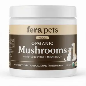Mushroom Supplement for Dogs & Cats with Turkey Tail - USDA Organic Powder - Supports Cognitive Immune Liver & Gut Health - 120 Scoops