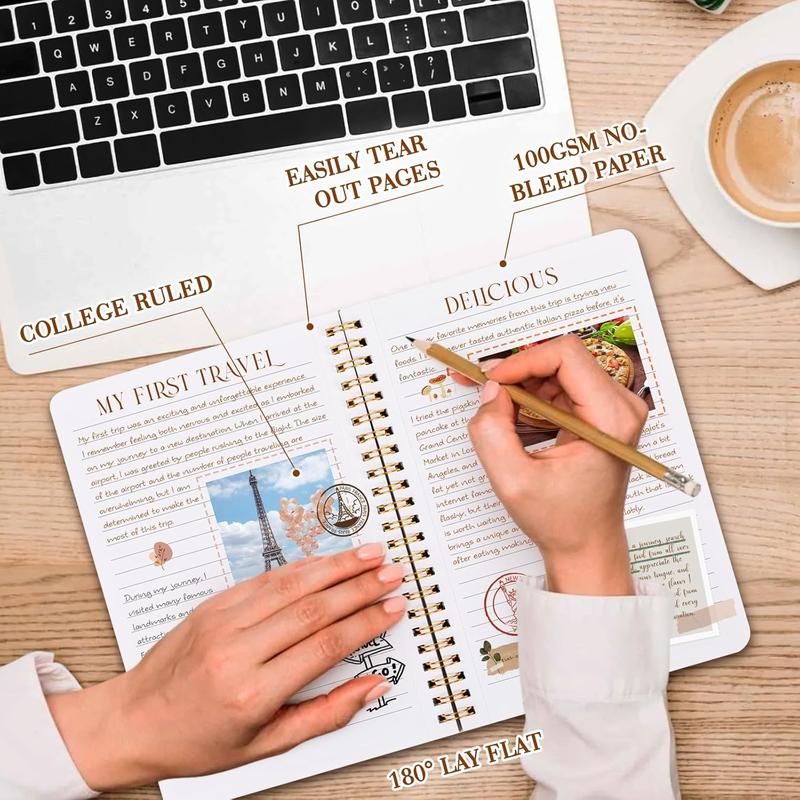 Aesthetic Spiral Notebook Set 3, 6 x 8 Pastel Notebook with Pocket 3, A5 Small Tear Out Lined Page Cute College Ruled Journal for Note Taking Writing for Women Man School Office Work