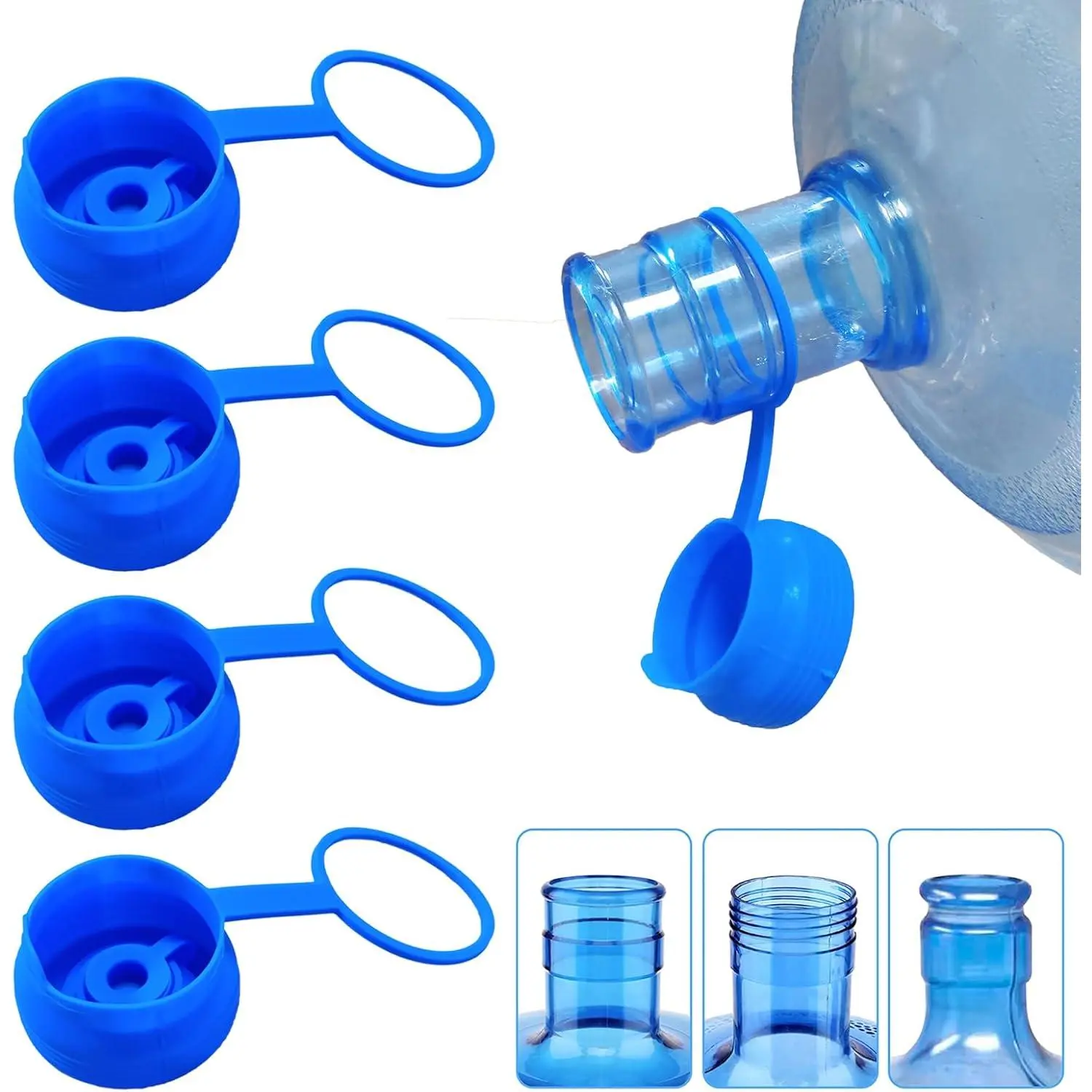 3 & 5 Gallon Water Jug Cap ,  Grade  Replacement Gallon Caps for 55mm Standard/Screw/Crown Tops Water Bottle and Water Dispensers, Non-Spill Lids for Anti-Splash, Leak Free (3PCS)