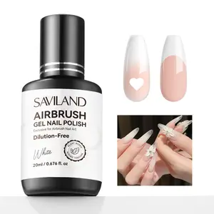 SAVILAND 20ml Airbrush Gel Nail Polish: Ready-to-Use, HEMA-Free, No Clogging, High-Pigmented White Formula for Smooth Ombre & French Nail Designs