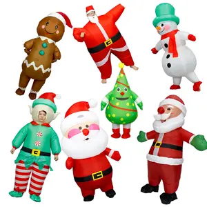 Classic Christmas Polyester Inflatable Costume, Inflatable Santa Claus Costume, Youth/adult Size Fits 155-185cm, Includes Fan & Battery Box, Perfect for Holiday Parties