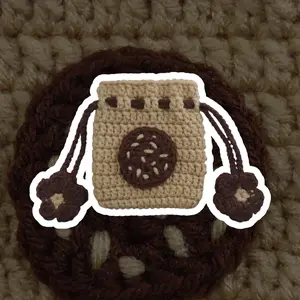 Donut Delight Crochet Drawstring Pouch Handmade Donut-Themed Pouch with Mini Flower Ends Unique Cozy Whimsical Aesthetic Design