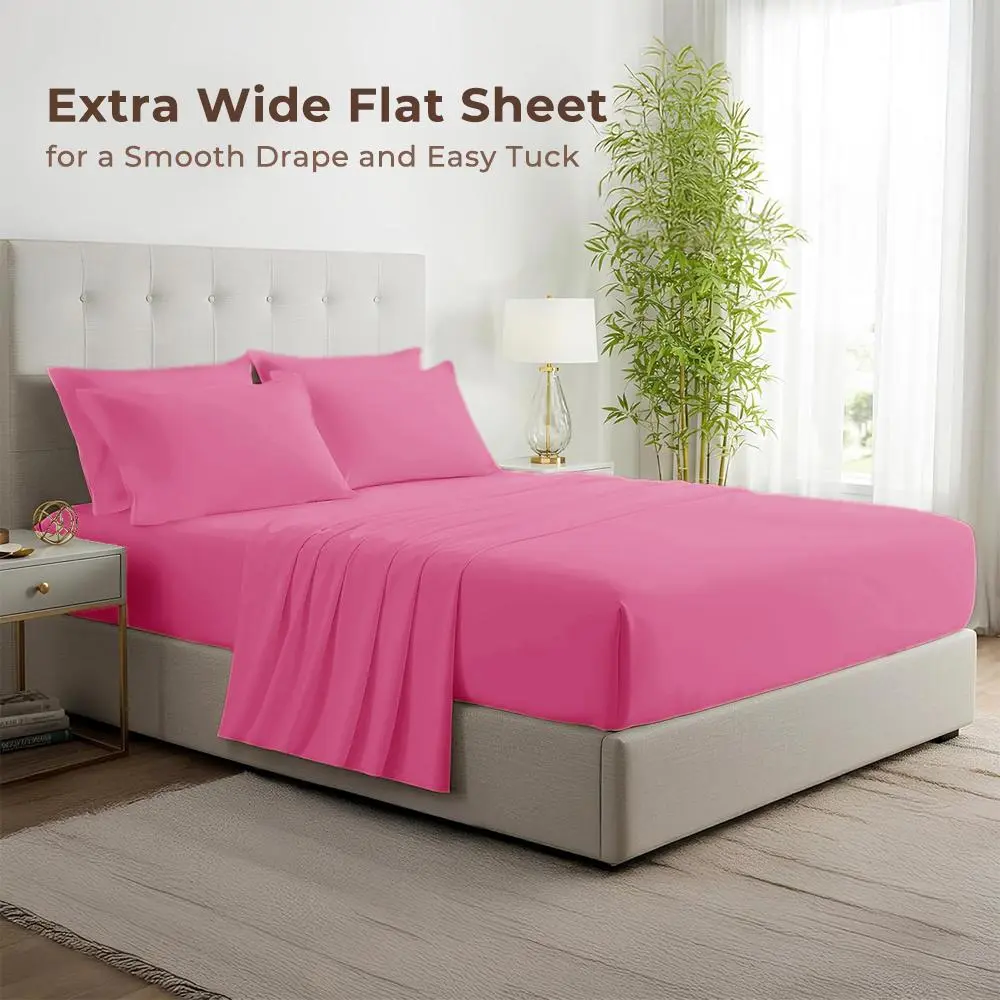 MUXHOMO Cooling Sheet & Pillowcase Sets - 4 PC Iconic Collection Bedding -Rayon Derived from Bamboo,Deep Pocket Up to 14" Hotel Luxury, Extra Soft, Cooling Bed Sheets - Wrinkle, Fade, Stain Resistant Suitable for Room Decor