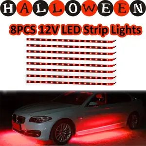 8PCS 12V LED Strip Lights for Car Interior Exterior, 30CM Flexible Waterproof 15 LED Bars, Super Bright DRL Daytime Running Lights for Truck SUV Boat Bus Garden Decoration