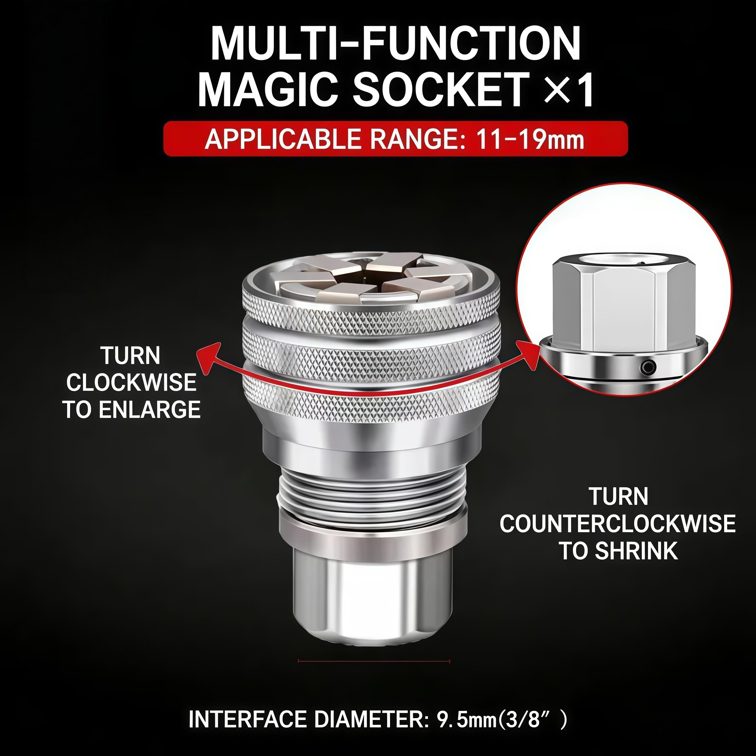 Multi-Function Universal Socket Wrench Tool - Universal Maintenance Tool, Adjustable Universal Socket Wrench for 3/8" Drive Ratchet Torque Wrench & Power Drill