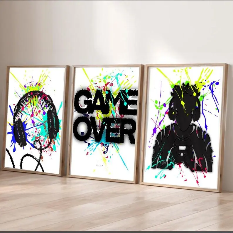 Gaming Wall Art Prints | gamer bedroom Decor | set of 3