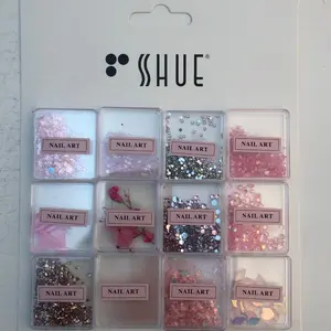SHUE - 12 MINI BOX NAIL CHARM DECORATIONS/PINK (1 PCS)
