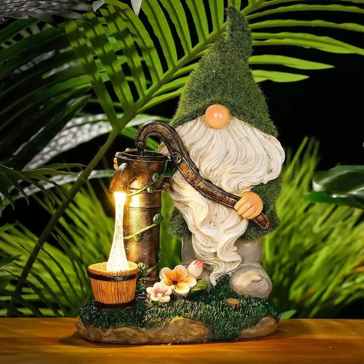 Outdoor Garden Gnomes with LED Solar Light - Spring Gnome - Funny Decor for Grandmother & Mom - Home, Yard, Patio - Solar Lantern Statue - Birthday Gift
