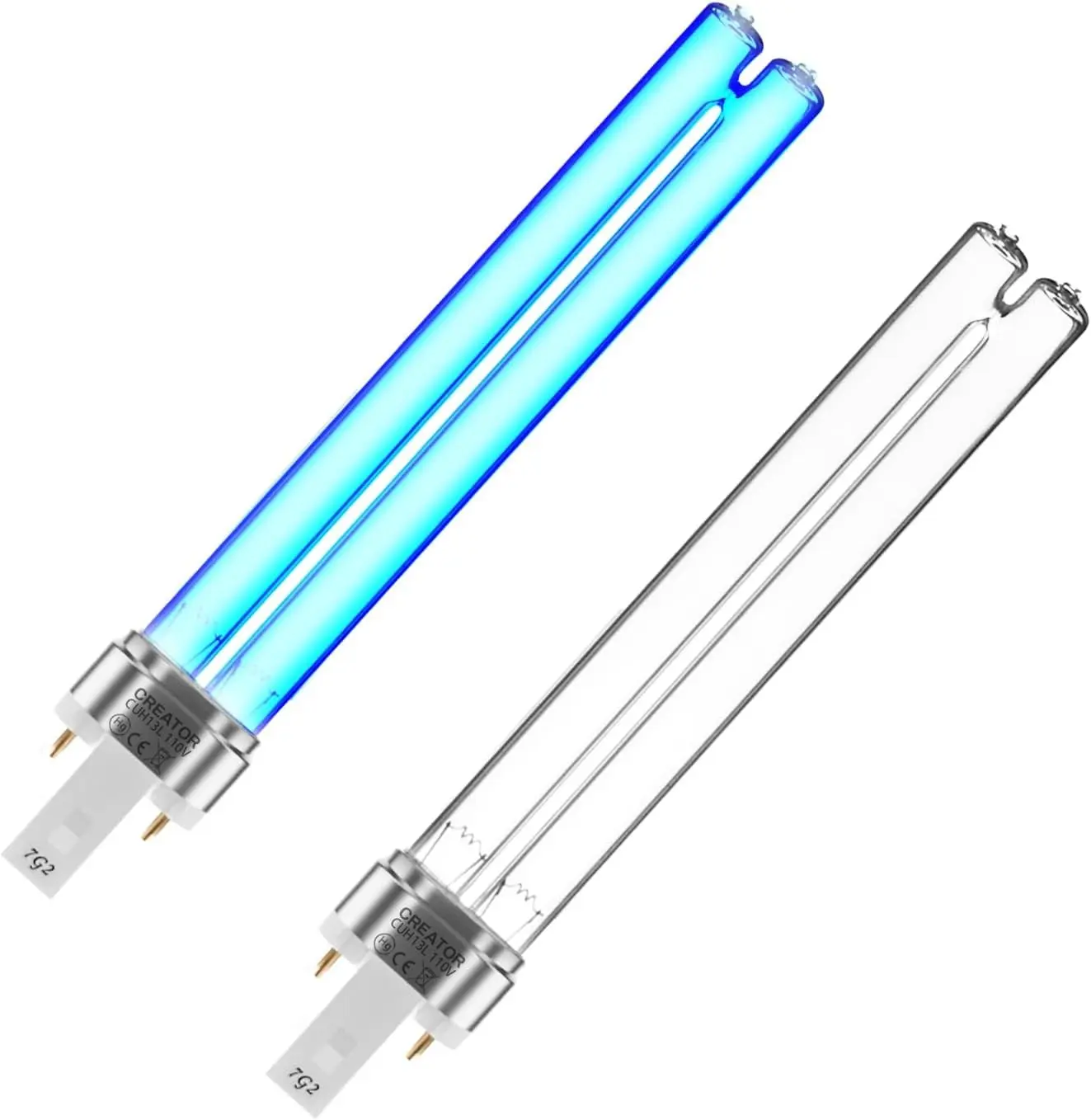 2 Pack 13 Watts UV UVC G23 Base Germicidal Ultraviolet Light Bulb UV Light for Pond