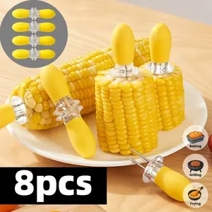 8pcs Multifunctional Corn Grilling Needle, Stainless Steel Barbecue Skewer, Easy to Clean and Store, Picnic Camping Essential