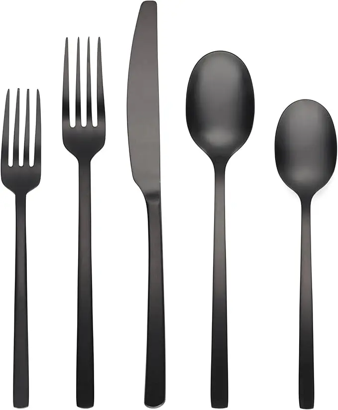 Cambridge 286645CKW13DS Beacon 18-0 Stainless Steel Flatware Set, PVD Black Satin - 45 Piece