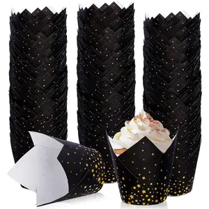 200 count Graduation Black    Cupcake Liners Foil   Muffin Baking Cups Cupcake Wrappers for Congrats Grad Holiday Birthday Party Supplies