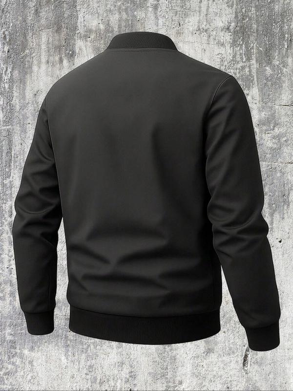 Men's Plus Size Casual Lightweight Bomber Jacket, Windproof Sports Design, Perfect for Outdoor Activities & Leisure Wear