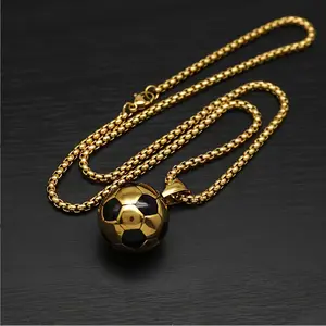 European and American ins-style World Cup stainless steel football pendant necklace for men and women, trendy and personalized sports-style jewelry