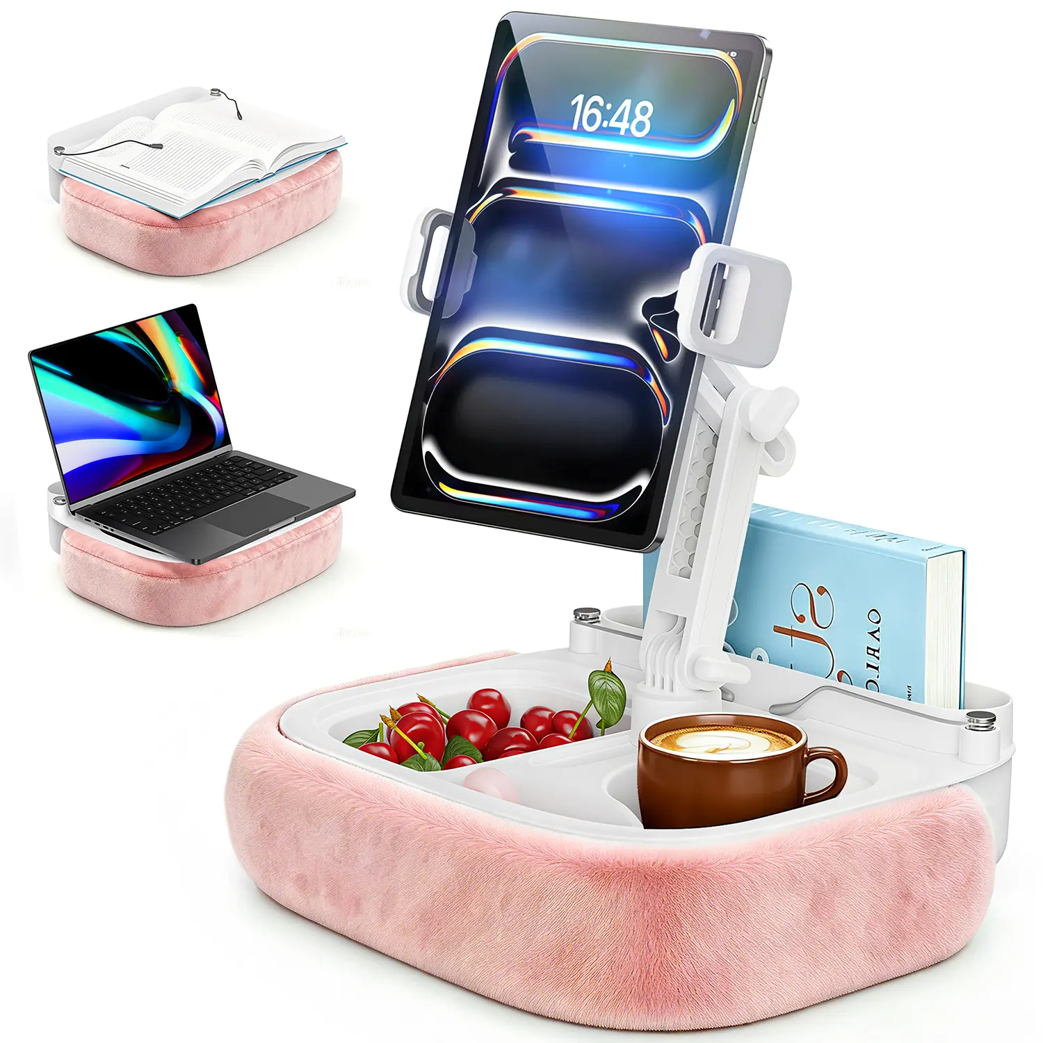 eSamcore Tablet Pillow Stand with Snack Tray & Adjustable Arm - Holds 4.7-14.6" Phone, Tablet, Kindle, Laptop - Soft, Machine Washable Cover for Hands-Free Viewing on Bed, Couch, Floor #SummerWins #DealsForYouDays