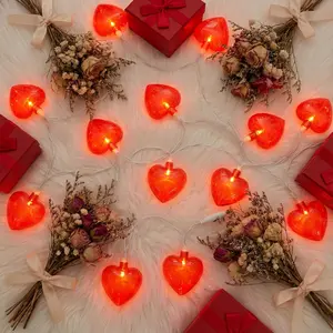 8.5FT Red Heart String Lights, Valentines Decor String Lights with 10 Red Hearts, Romantic Valentines Decorations for Indoor Outdoor Bedroom  Wedding Anniversary Party Decor
