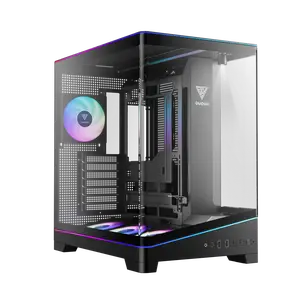GAMDIAS Atlas P6 CG Mid-Tower Gaming PC, Mini-ITX, Micro-ATX, and ATX, 4x120mm PWM ARGB Fans, Curved Tempered Glass Panoramic Design, Modular Tool Free, Type-C Ready, 425mm GPU Support