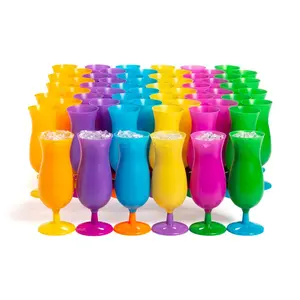 7 3/4" 14 oz. Bulk 60 Ct. Neon Reusable Plastic Hurricane Glasses