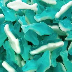 Blue Gummy Sharks | 1-Pound Bag | Dye Free Candy | Shark Gummies for Parties, Buffets, and Goodie Bags | Gummy Fish with Blue Raspberry Flavor | Chewy Candy