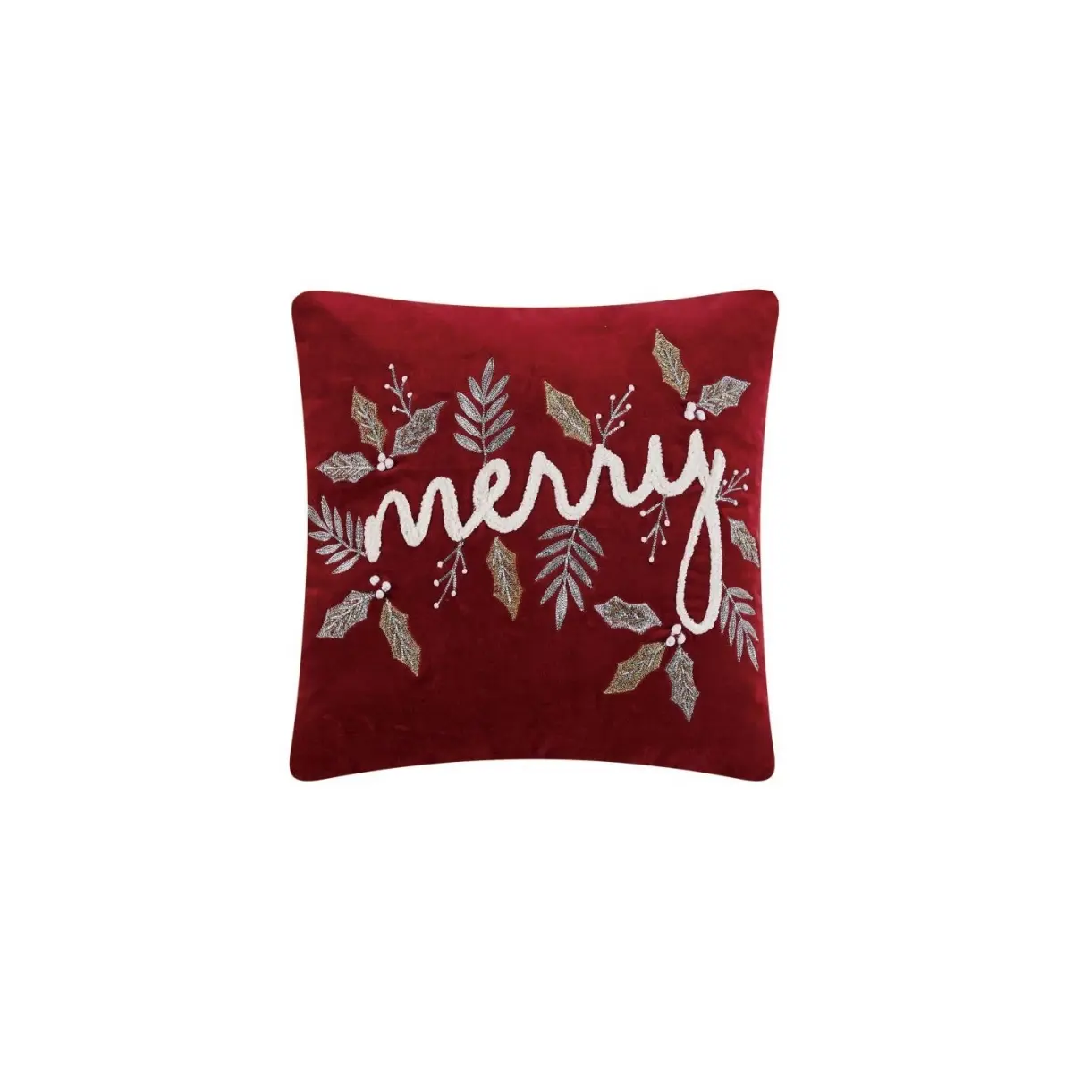 16 x 16 in. Gilded Merry Embroidered Decorative Pillow