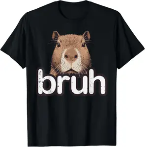 100% cotton Capybara Bruh Funny Capy Meme Rodent Men Boys Kids Women T-Shirt casual Fashion graphic tees for women